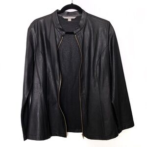 🌵Valerie Stevens Faux Leather Black Jacket Sz 10